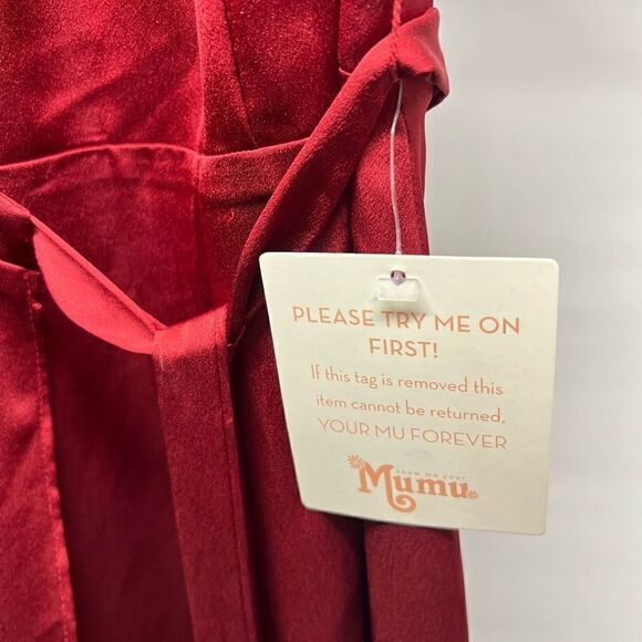 Show Me Your MuMu Noelle Wrap Dress in Ruby Luxe Satin S - Picture 10 of 15
